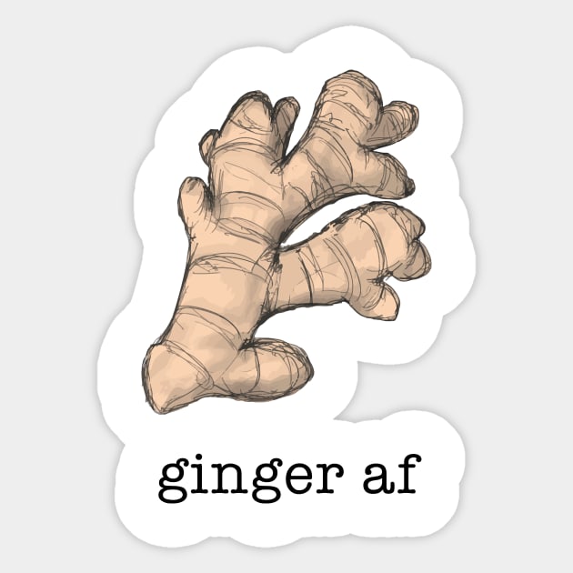 Ginger AF Illustration of gingerroot Sticker by KristopherBel